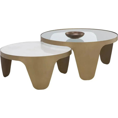 Mysaria Nesting Coffee Tables 2PC Marble & Glass - LOOMLAN - SUNPAN - Coffee Tables