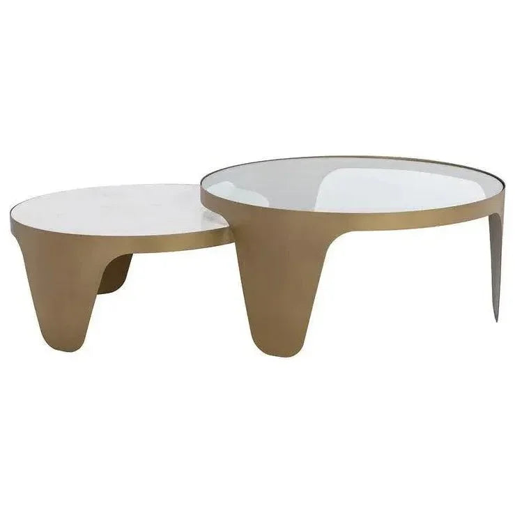 Mysaria Nesting Coffee Tables 2PC Marble & Glass - LOOMLAN - SUNPAN - Coffee Tables