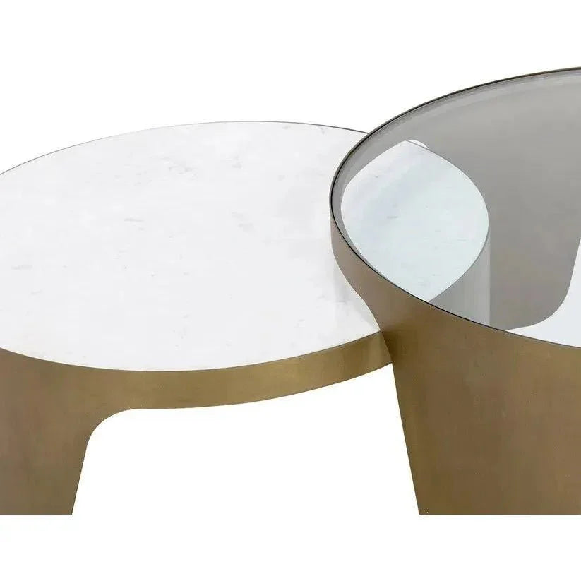 Mysaria Nesting Coffee Tables 2PC Marble & Glass - LOOMLAN - SUNPAN - Coffee Tables