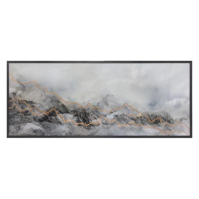 Mystic Mountain Wall Art Gold Leaf & Black-Framed Wall Art-SUNPAN-LOOMLAN