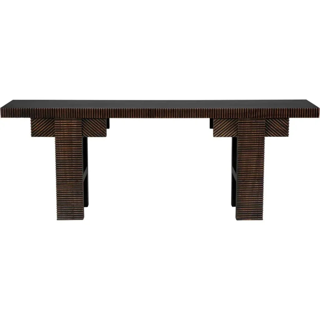 Nabu Console, Hand Rubbed Black Light Brown Trim - LOOMLAN - Noir - Console Tables
