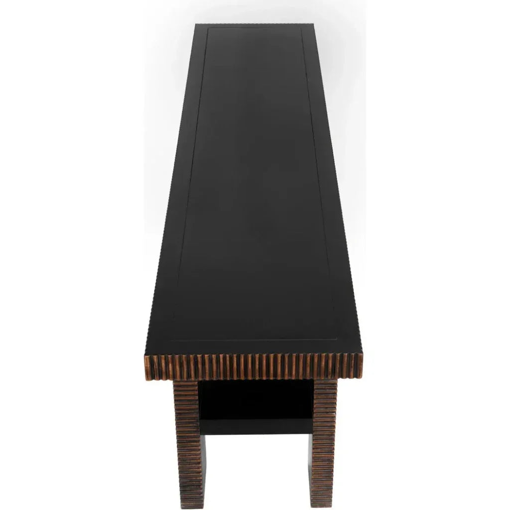 Nabu Console, Hand Rubbed Black Light Brown Trim - LOOMLAN - Noir - Console Tables