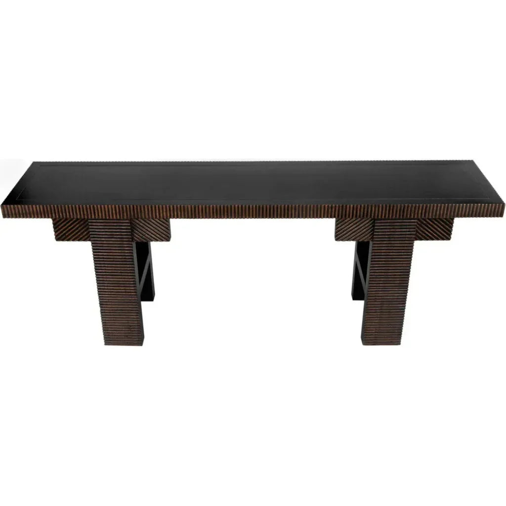 Nabu Console, Hand Rubbed Black Light Brown Trim - LOOMLAN - Noir - Console Tables