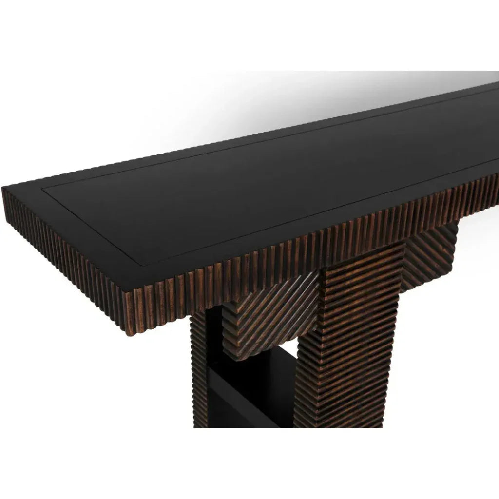 Nabu Console, Hand Rubbed Black Light Brown Trim - LOOMLAN - Noir - Console Tables