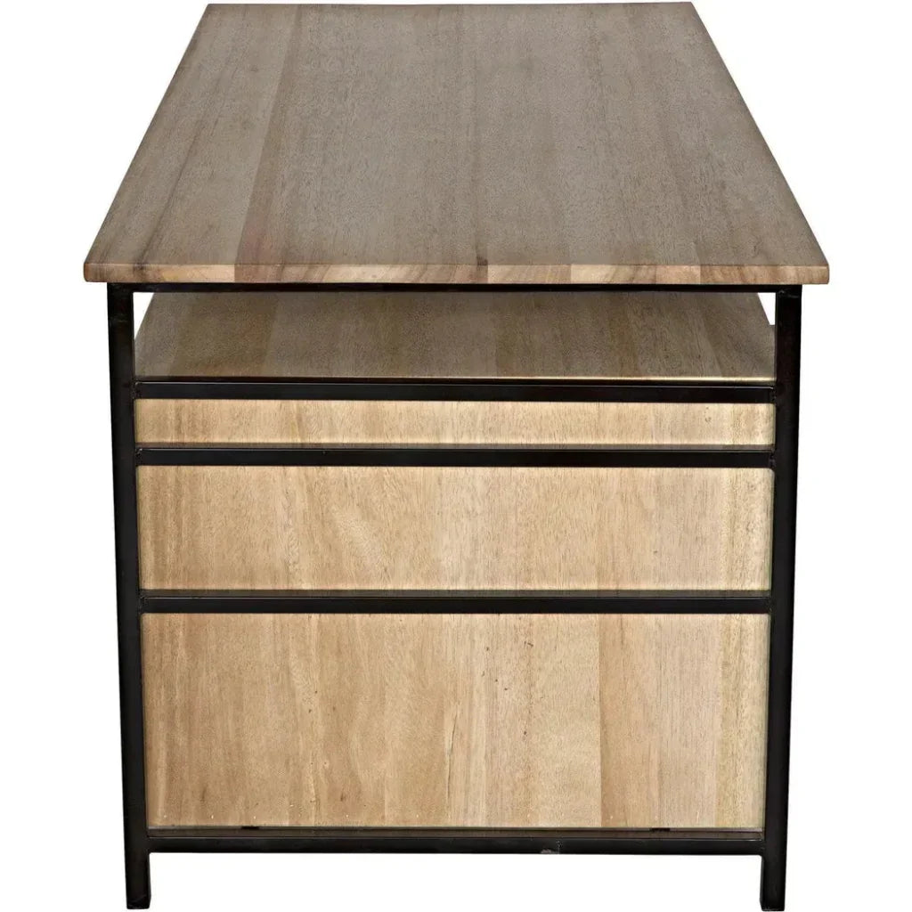 Nabucco Wood and Steel Brown Desk-Home Office Desks-Noir-LOOMLAN
