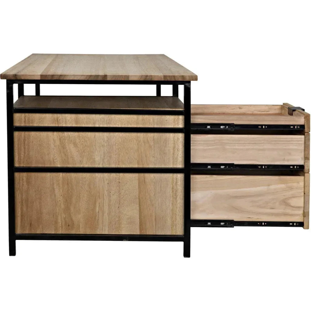 Nabucco Wood and Steel Brown Desk-Home Office Desks-Noir-LOOMLAN