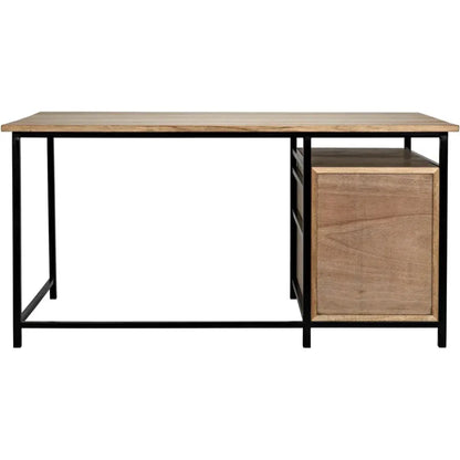 Nabucco Wood and Steel Brown Desk-Home Office Desks-Noir-LOOMLAN