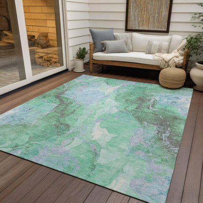 Naelain Blue Washable Indoor-Outdoor Rug