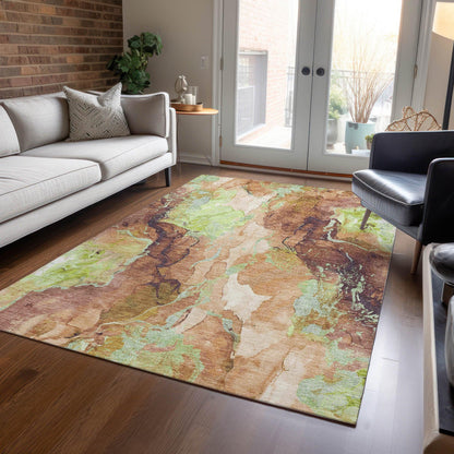 Naelain Brown Washable Indoor-Outdoor Rug