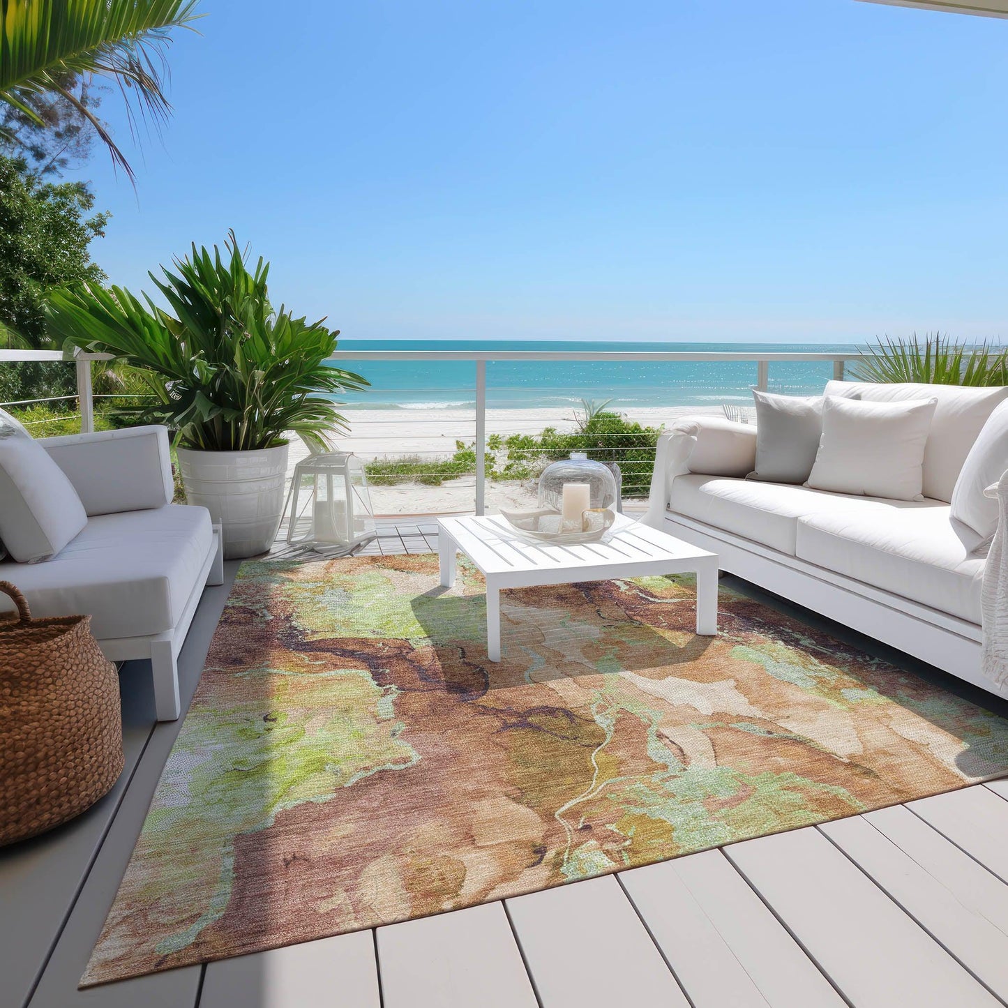 Naelain Brown Washable Indoor-Outdoor Rug