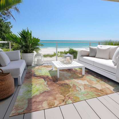 Naelain Brown Washable Indoor-Outdoor Rug