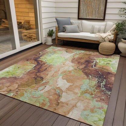 Naelain Brown Washable Indoor-Outdoor Rug
