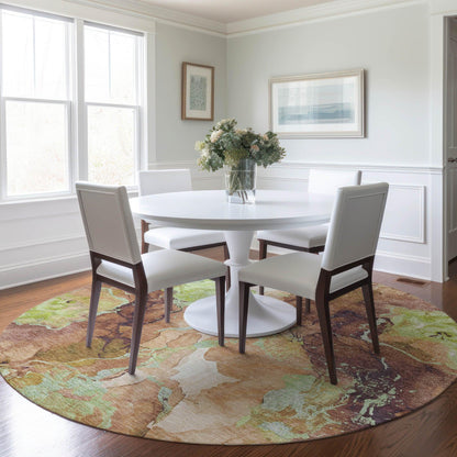 Naelain Brown Washable Indoor-Outdoor Rug