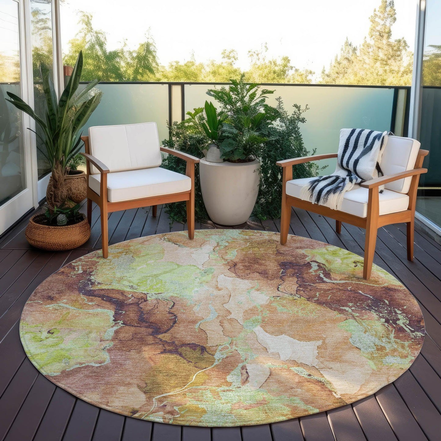 Naelain Brown Washable Indoor-Outdoor Rug