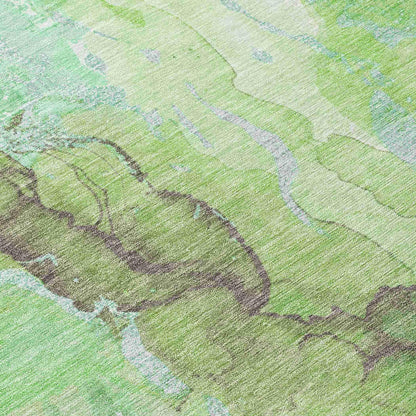 Naelain Green Washable Indoor-Outdoor Rug