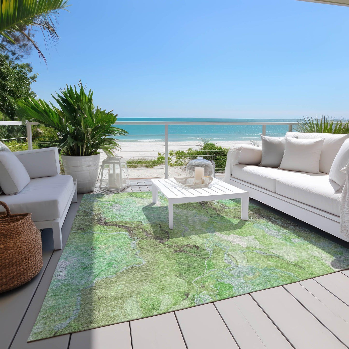 Naelain Green Washable Indoor-Outdoor Rug