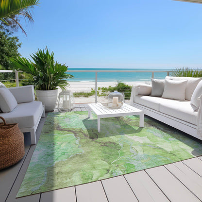 Naelain Green Washable Indoor-Outdoor Rug
