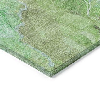 Naelain Green Washable Indoor-Outdoor Rug