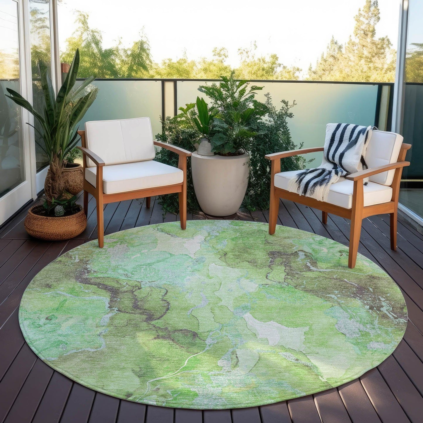 Naelain Green Washable Indoor-Outdoor Rug
