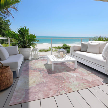 Naelain Pink Washable Indoor-Outdoor Rug