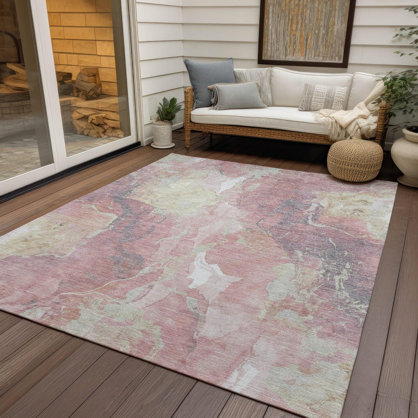 Naelain Pink Washable Indoor-Outdoor Rug