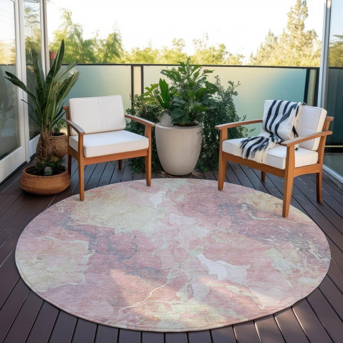 Naelain Pink Washable Indoor-Outdoor Rug
