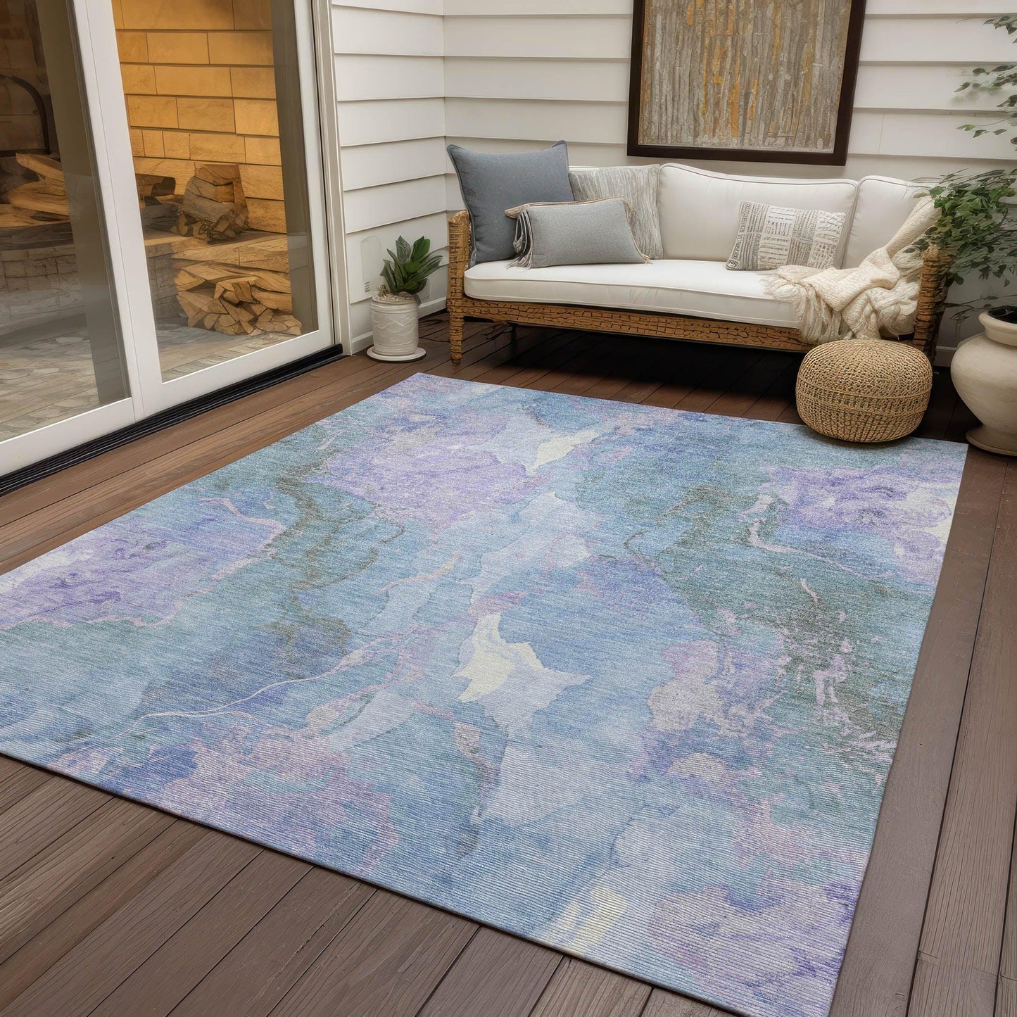 Naelain Purple Washable Indoor-Outdoor Rug
