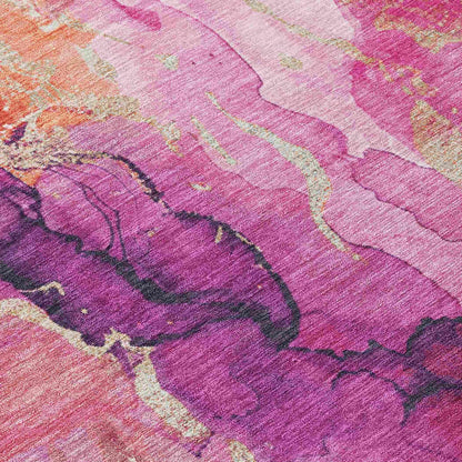 Naelain Red Washable Indoor-Outdoor Rug