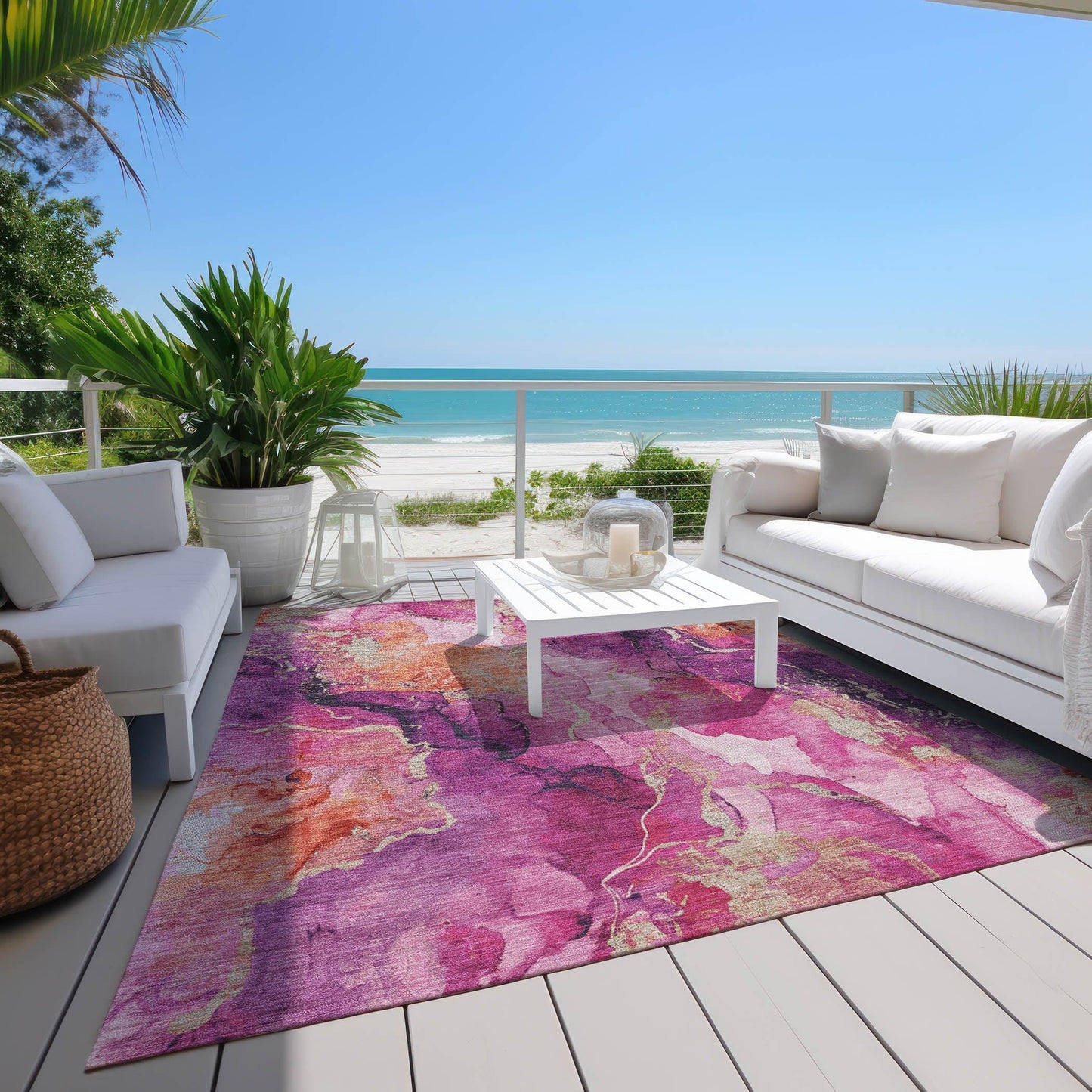 Naelain Red Washable Indoor-Outdoor Rug