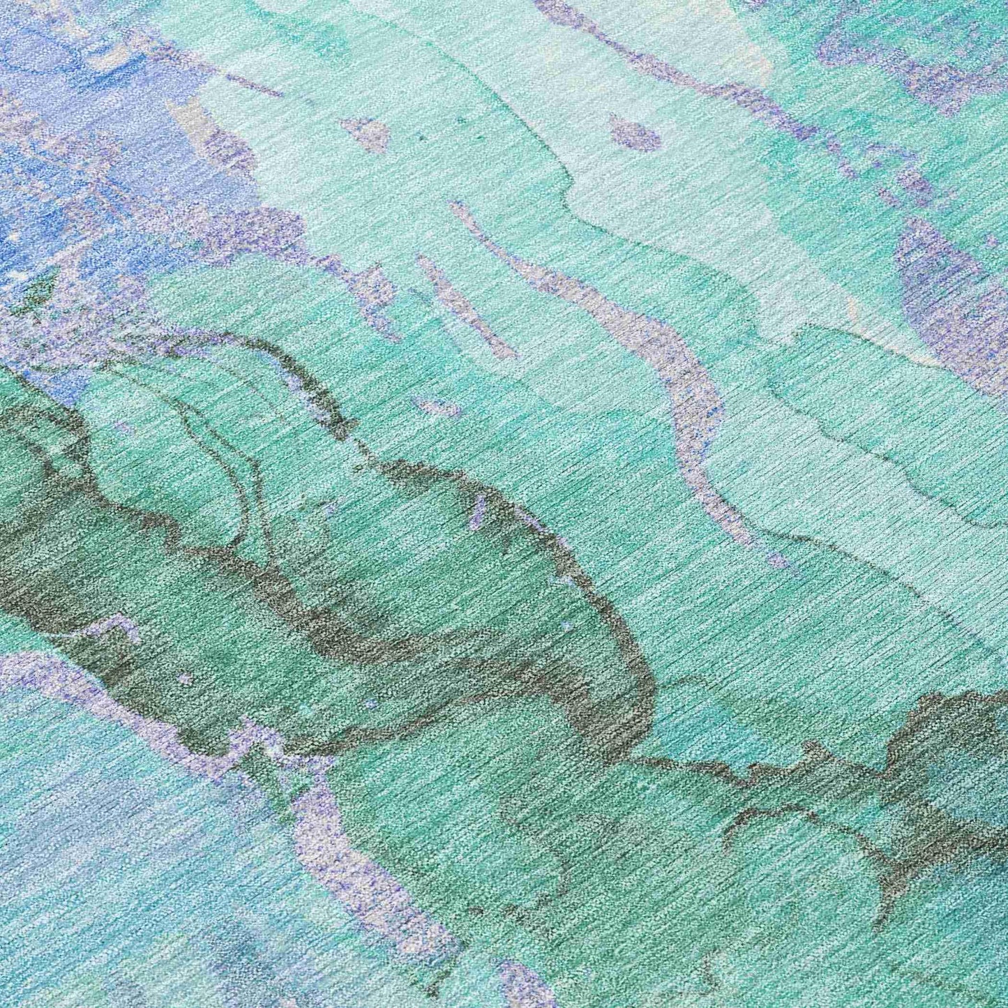 Naelain Teal Washable Indoor-Outdoor Rug