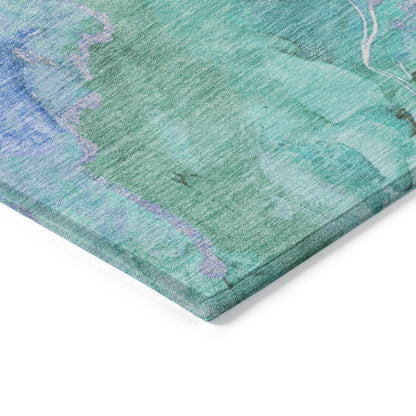 Naelain Teal Washable Indoor-Outdoor Rug