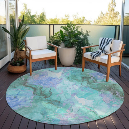 Naelain Teal Washable Indoor-Outdoor Rug