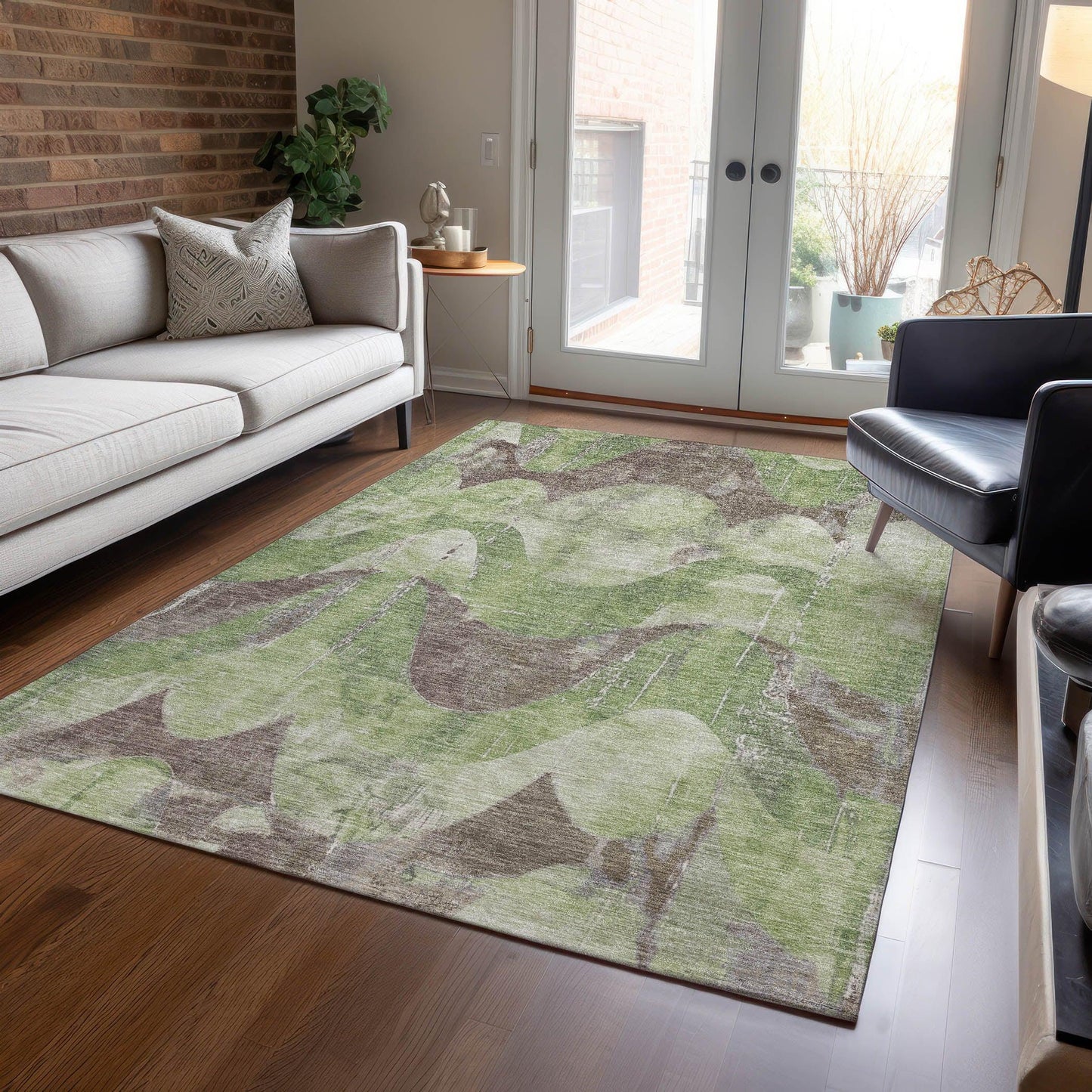 Naelara Green Washable Indoor-Outdoor Rug