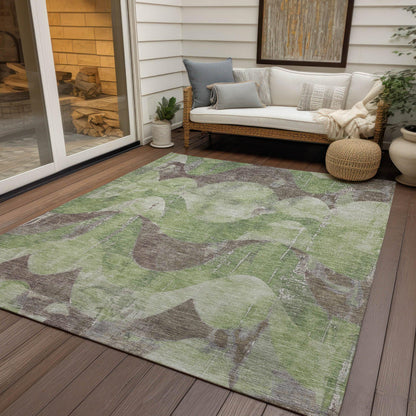 Naelara Green Washable Indoor-Outdoor Rug