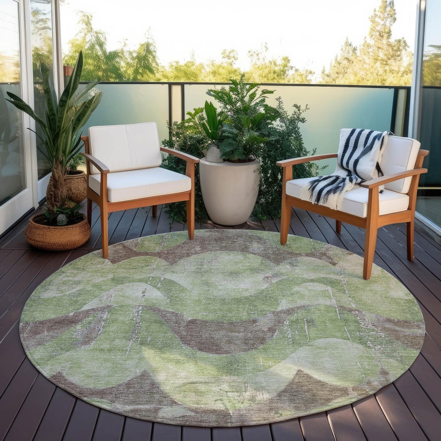 Naelara Green Washable Indoor-Outdoor Rug