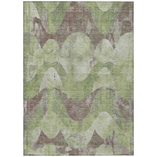 Naelara Green Washable Indoor-Outdoor Rug