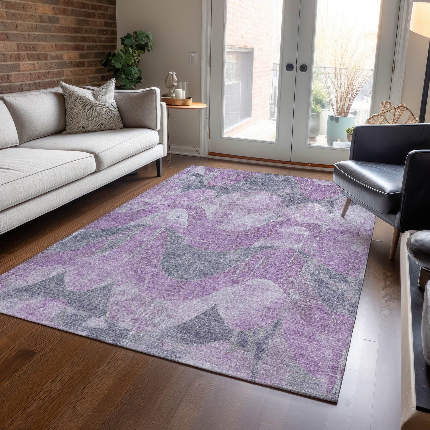 Naelara Purple Washable Indoor-Outdoor Rug