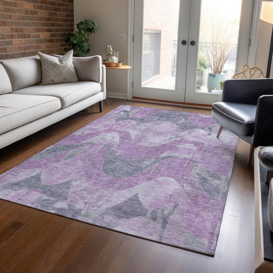 Naelara Purple Washable Indoor-Outdoor Rug