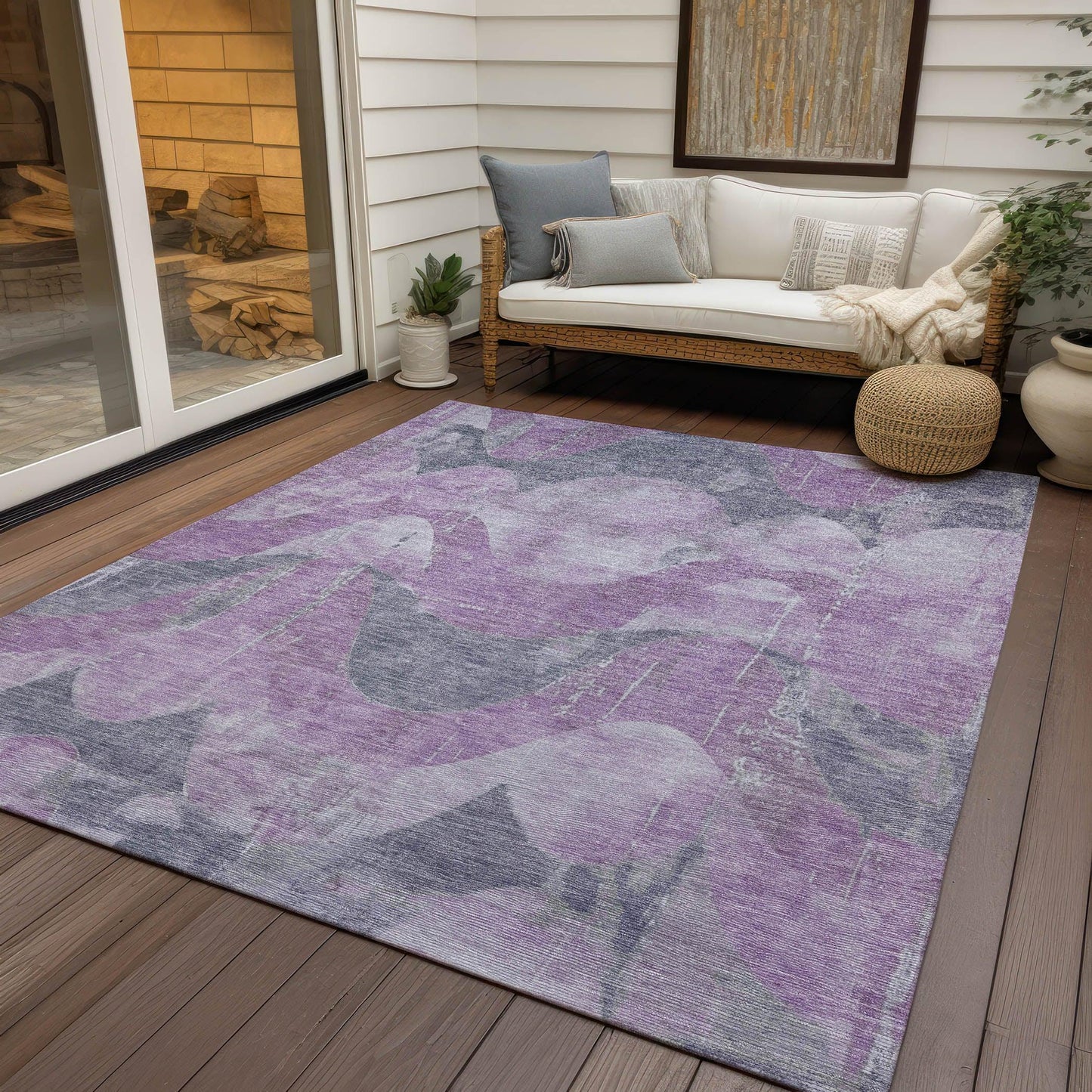Naelara Purple Washable Indoor-Outdoor Rug