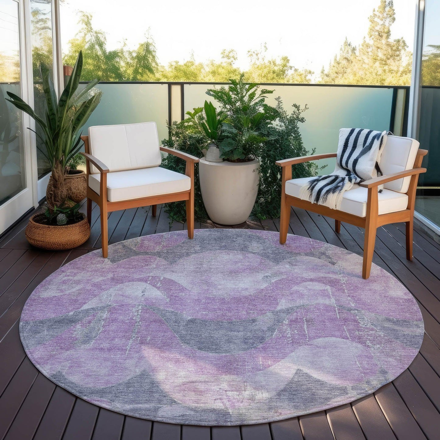 Naelara Purple Washable Indoor-Outdoor Rug