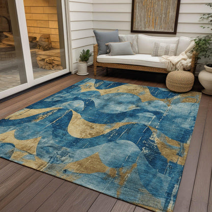 Naelara Teal Washable Indoor-Outdoor Rug