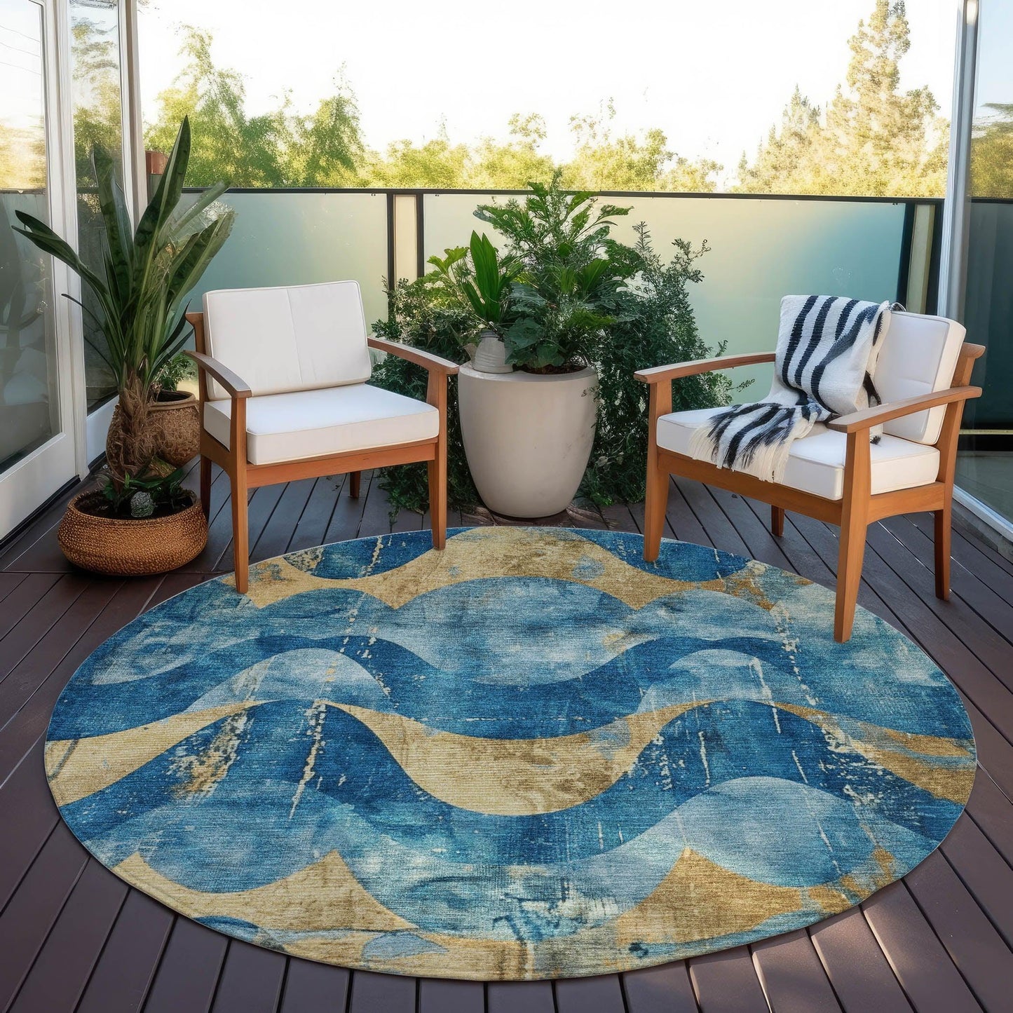 Naelara Teal Washable Indoor-Outdoor Rug