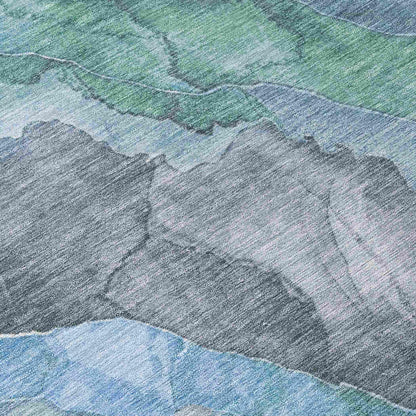 Naelien Blue Washable Indoor-Outdoor Rug