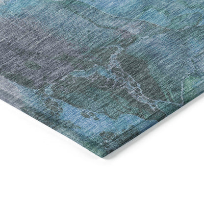 Naelien Blue Washable Indoor-Outdoor Rug