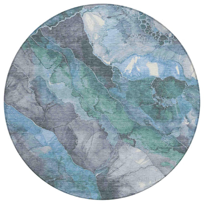 Naelien Blue Washable Indoor-Outdoor Rug