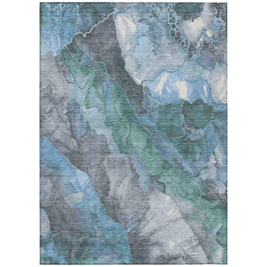 Naelien Blue Washable Indoor-Outdoor Rug