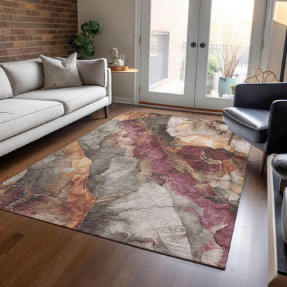 Naelien Brown Washable Indoor-Outdoor Rug