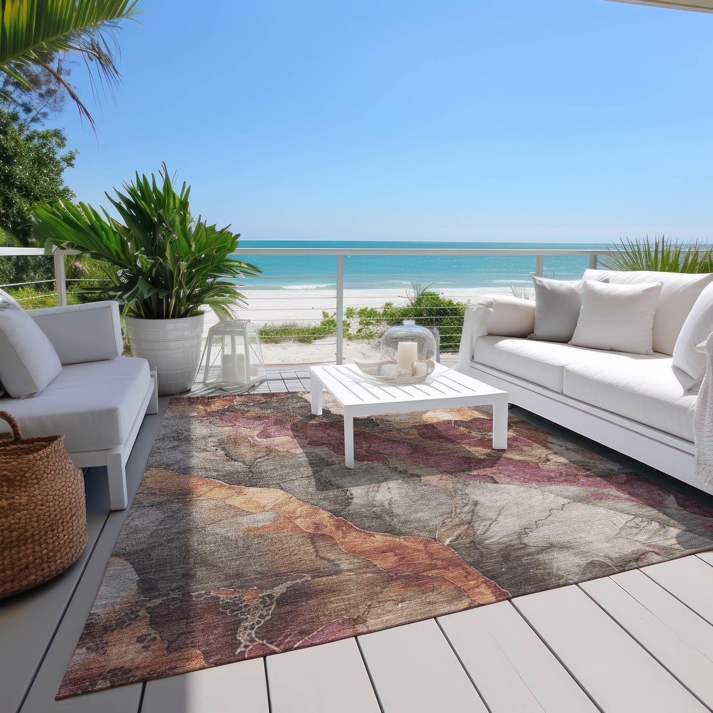 Naelien Brown Washable Indoor-Outdoor Rug