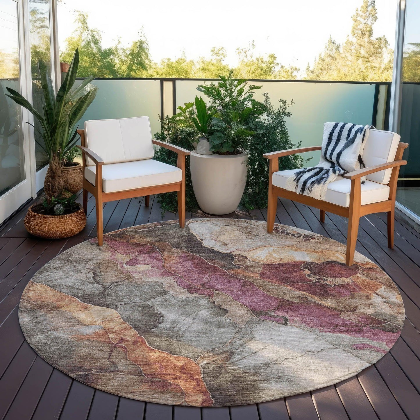 Naelien Brown Washable Indoor-Outdoor Rug