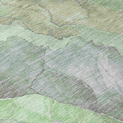 Naelien Green Washable Indoor-Outdoor Rug